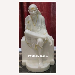Religious White Marble Sai Baba Statue - Product Image 1