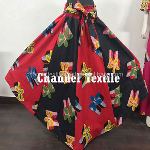 กระโปรงยาวพิมพ์ลายขี้ผึ้งสไตล์แอฟริกันสำหรับผู้หญิง,กระโปรงเล่นสเก็ตเอวสูงแนวฮิปปี้แม็กซี่มีเข็มขัดพิมพ์ลายสไตล์แอฟริกัน - Product Image 1