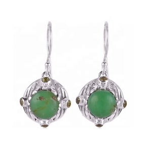 Pendiente de piedras preciosas múltiples con forma de cojín turquesa rara de diseño Popular para mujer, regalo de joyería de plata - Product Image 1