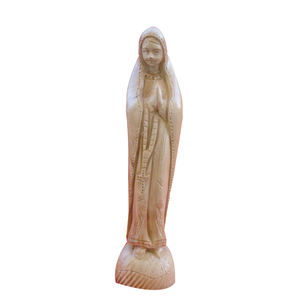 Sculpture religieuse en bois d'olivier sculptée à travers toute la pièce de la Vierge Marie et du chapelet de Noël de Bethléem - Product Image 1