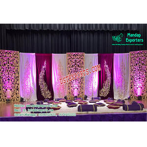 Mehandi Stage Embroidered Backdrop With <b>Panels</b> Wedding Backdrop <b>Curtains</b> Wedding Backstage Decor - Product Image 1