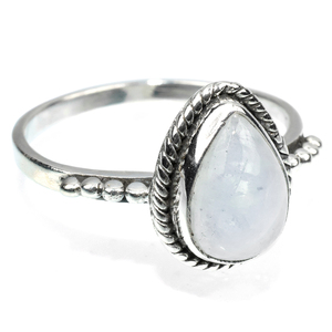 Lunette élégante en forme de poire, pierre de lune arc-en-ciel, bagues en argent Sterling 925, vente en gros, bijoux en argent Sterling 925 - Product Image 1