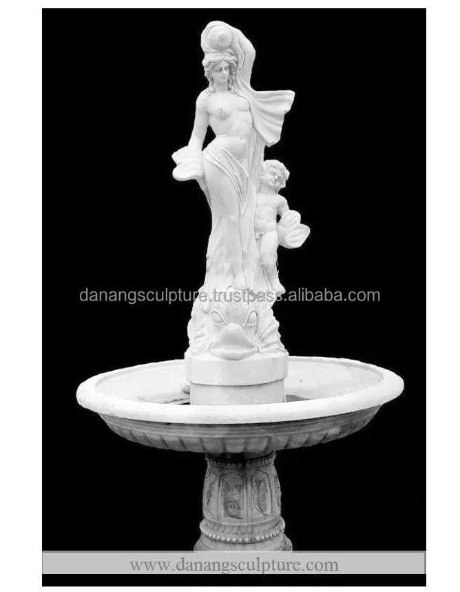 Giardino esterno personalizzato fontana di acqua donna statua statua di marmo fontana all'aperto statue sulla fontana