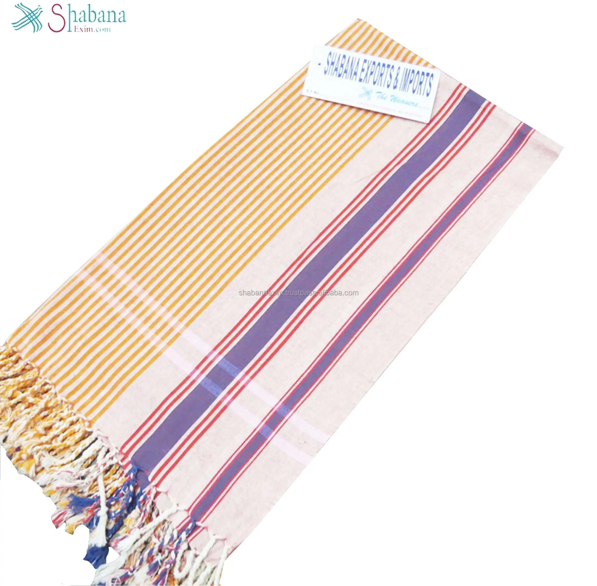100% хлопчатобумажное плетеное полотенце Kikoy, быстросохнущее пляжное полотенце Kenyan Kikoy с индивидуальным дизайном из Индии