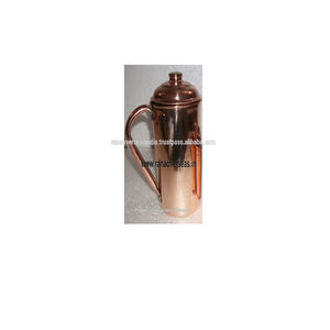 Carafe à eau en cuivre pur bénéfique pour la santé ayurvédique avec poignée, couvercle et bouton pour la maison et la table à manger à des prix raisonnables - Product Image 4