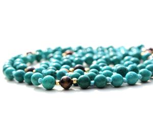 Howlite Tibetan 108 Mala Beads <b>Yoga</b> Necklace Smooth Ethnic Tiger's Eye Tassel Rudra Gems Turquoise Buddhism 6 Mm <b>Gift</b> - Product Image 4