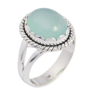 Hermosa Calcedonia Natural Piedra Preciosa Eternidad Vermeil Anillo Puro Plata Esterlina 925 Joyería Mayorista Y Proveedor - Product Image 2