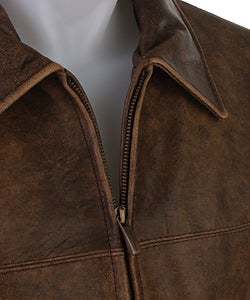 Chaqueta de cuero de vaca marrón de moda para hombre, chaqueta de invierno genuina de alta calidad de talla grande, estilo Letterman para motocicleta - Product Image 4