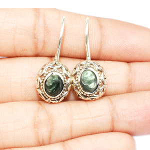 Pendientes de plata de ley 925 con forma ovalada, hechos a mano - Product Image 4
