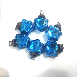 Ensemble de 6 boules de Noël en verre bleu ciel de qualité supérieure, élégantes décorations suspendues pour l'arbre, pour une décoration festive des fêtes |   Ensemble pour fêtes à domicile - Product Image 1