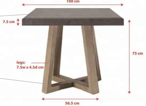 Mesa de centro de hormigón de fibrocemento con pata de madera de acacia para muebles de primera calidad para comedor de interior y exterior - Product Image 5