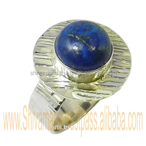 Joyería de Plata de Ley 925 pura, anillo de piedras preciosas de lapislázuli, joyería de plata elegante hecha a mano, anillos Eternity Vermeil - Product Image 2