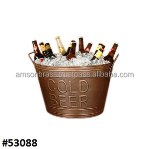 Sided Wooden Handle Ice Tub Antique Copper Decorative Wine <b>Bucket</b> <b>Champagne</b> <b>Bucket</b> Wine Cooler Ice <b>Bucket</b> for Bar Hotel Home Use - Product Image 6