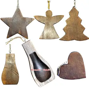 Houten Uitgesneden Hete Kerst Ambachten Flat 3d Kerst Ornamenten