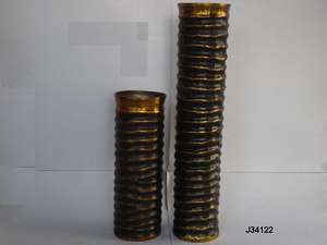 Vase en forme de bouteille cylindrique de haute qualité en deux tailles en or antique et noir combinaison décoration de la maison au prix de gros - Product Image 5