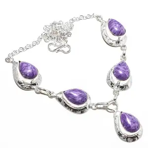 Charoite Gemstone 925 Sterling Silver Jewelry Necklace