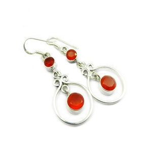 New Vintage Style Carnelian Gemstone <b>Drop</b> <b>Earrings</b> For Women Girls <b>Fashionable</b> Wedding Jewelry From Reliable Supplier Exporter - Product Image 1