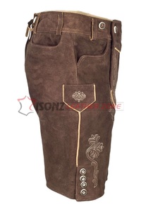 Pantalones de cuero bávaros para hombre, color marrón claro, de gamuza, cómodos, para el Oktoberfest, Lederhosen, Kniebundhosen, traje tradicional para hombre. - Product Image 4