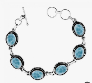 925 Sterling Silver Larimar Gemstone Bracelet Attrayant Vintage Design Rhodium Plaqué Belle Mode Bijoux En Argent Pour Cadeau - Product Image 2