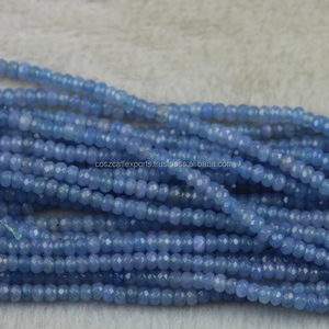 Jade bleu perles rondes à facettes en vrac 13 pouces brin cristaux mode collier bijoux - Product Image 3