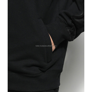 เสื้อฮู้ดซิปไซส์ใหญ่สำหรับผู้ชายเสื้อสเวตเชิ้ตไม่มี KFH47ผ้าฝ้าย100% สีดำผลิตในขนาดใหญ่พิเศษ - Product Image 4