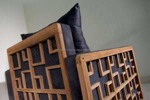 Ensemble de canapé en bois de teck, sofa avec tabouret, modèle de nouveau style - Product Image 4