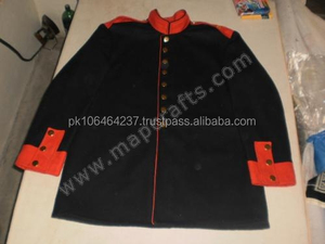 Nouvelle usine 100% laine tissu haute qualité imperméable réfléchissant unisexe prussien tunique manteau - Product Image 5