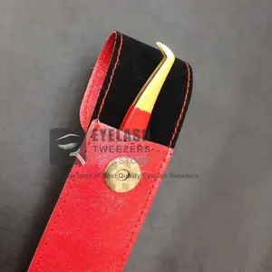 Pinzas de extensión de pestañas de acero inoxidable, color rojo, dorado, japonés, Etiqueta Privada, volumen ruso, alta calidad