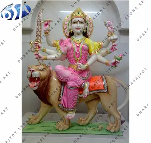 Estatua de mármol macizo indio hecha a mano de la diosa Durga Maa para el hogar, estatuas de mármol de alabastro Durga Maa