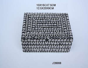 Caja de decoración para el hogar con mosaico de Metal de acero de arte popular moderno hecho a mano con patrón geométrico disponible en todos los tamaños para niñas y mujeres - Product Image 2