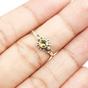 สง่างามรอบรูปร่างฝาสีเหลือง925แหวนเงินสเตอร์ลิงเงินพลอยเงิน - Product Image 4