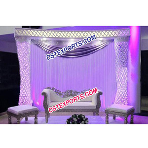 Conjunto de escenario de pilares de cristal de último diseño para bodas asiáticas, hermosos Pilares de fibra de cristal para decoración de sofá, nuevas decoraciones de boda - Product Image 1