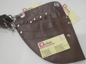 Riñonera de cuero PU genuino para estuche de tijeras fácil de llevar Equipo de salón de belleza portátil - Product Image 2