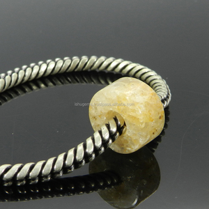 14x8x5mm Smooth Tyre Beads Natural Yellow Aventurine Gemstone <b>Big</b> Hole Beads European Beads For Bracelet - IG0134 - Product Image 2