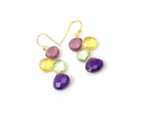 Pierre précieuse multicolore en forme de coeur avec plaqué or Bijoux de mode tendance Cadeau pour elle Ensemble de boucles d'oreilles - Product Image 5