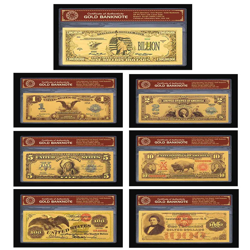 Juego completo de billetes de oro de América, edición 1899 y 1901 raros