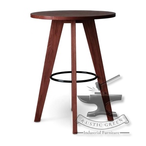 Tabouret de bar vintage en bois massif d'acacia rouge Design traditionnel polyvalent pour manger en plein air, salon, centre commercial ou école - Product Image 2