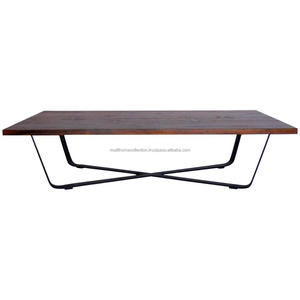 Venta al por mayor Mesa de comedor Muebles Hogar Decorativo Gran espacio Marco de metal Rectángulo Mesa de comedor de madera superior - Product Image 1