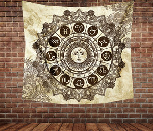 Zodiaco Astrología Mandala Tapices cuadrados Tapiz de paredes impresas - Product Image 2