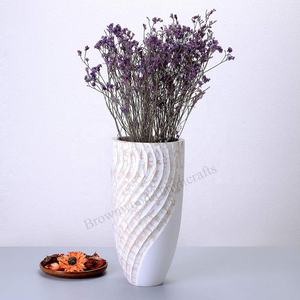 Elegante jarrón de flores de madera maciza blanca para decoración del hogar, soporte de regalo personal único, Premium de suministro de exportador a granel indio - Product Image 4