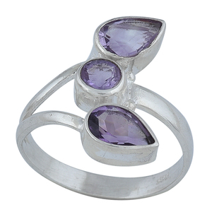 ลูกแพร์พลอยอเมทิสต์สีม่วงตัดจากลูกแพร์925แหวนดีไซเนอร์แหวนโรแมนติกแฟชั่นสำหรับเป็นของขวัญแต่งงานหรือปาร์ตี้ - Product Image 3