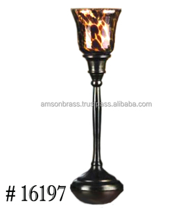 Bougeoir en aluminium avec abat-jour en verre - Product Image 4