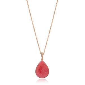 Forma de gota roja al por mayor hecho a mano turco 925 plata esterlina moda y elegante collar mujer joyería - Product Image 1