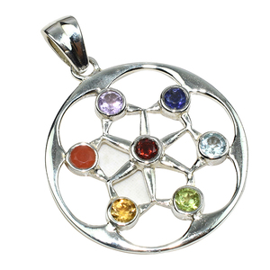 Colgantes de plata de ley 925 en forma de Chakra, joyería hecha a mano de plata 925, joyería de plata 925, joyería de la India - Product Image 2