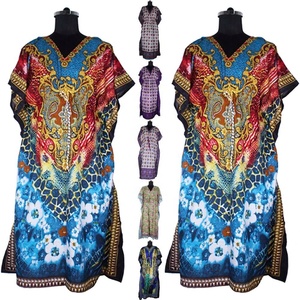 KFCL001-Robe longue imprimée en coton, caftan africain, dashiki traditionnel, abordable, vêtements pour femmes - Product Image 1