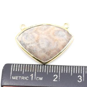 จี้เงินแท้ 925 ชุบทอง รูปสามเหลี่ยม ประดับด้วยหินแจสเปอร์ งานแฮนด์เมด - Product Image 2