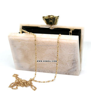 Sacs à main en métal indien en marbre rouge vin, sac en résine acrylique Lucite, designs vintage - Product Image 5