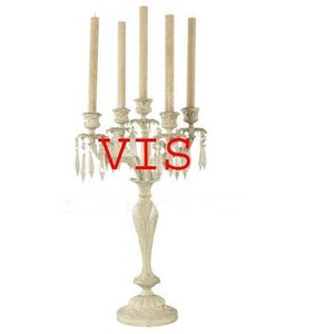 Grand candélabre en aluminium exotique blanc fait à la main mariage lanternes votives et décorations de pièce maîtresse de pot - Product Image 1