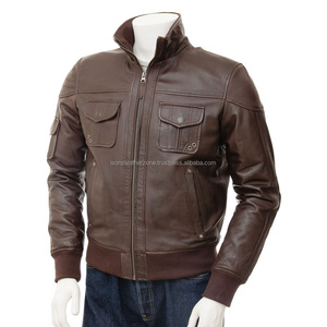 Chaquetas de piel de becerro Unisex, Cazadora Bomber, venta al por mayor, 100% - Product Image 1