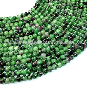 Rubis naturel Zoisite Roundel perles lisses cristaux rouges verts perles de pierre organique perles rondes faites à la main - Product Image 1